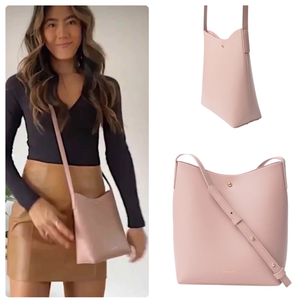 🏷️ SAMARA Vegan Leather Shoulder Crossbody Bag MEDIUM Peony (Pink) Like New!